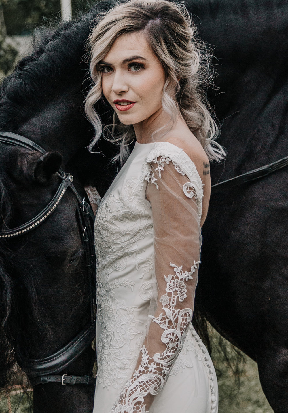 Romantic Jewel-Tone Wedding Feat. Friesian Horses | Styled Shoot. Desktop Image