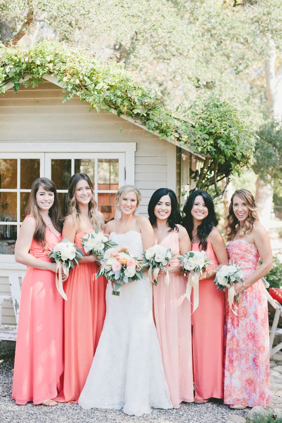 mix-match coral bridesmaid dresses.jpg